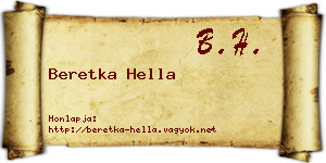 Beretka Hella névjegykártya